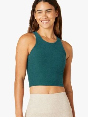Beyond Yoga Focus Cropped Tank Peacock Blue Heather, Size L